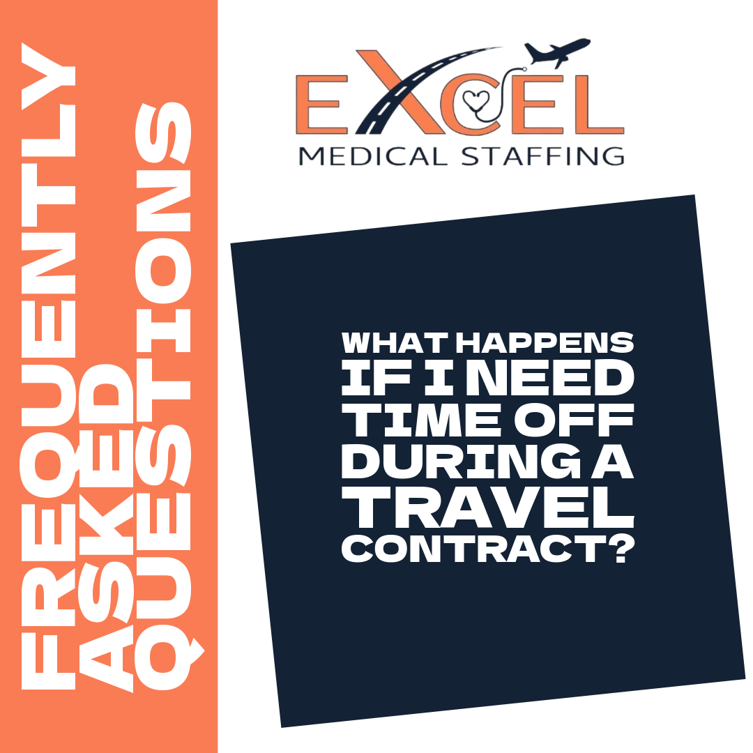 📋 FAQ: What happens if I need time off during a travel contract?
Always let your recruiter know early! We work with facilities to accommodate approved time off when possible.
#ExcelMedicalStaffing #TravelNurseTips #WorkLifeBalance #faqfriday #nursequestions #travelnursequestions