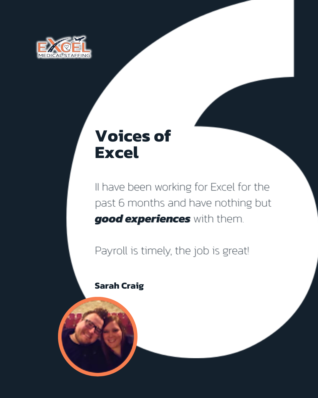 Payroll peace of mind + a great gig? That’s the Excel way. 💼🧡
Shoutout to Sarah for sharing her experience — nothing beats timely pay and a job you actually enjoy. At Excel, we’re here to make sure both happen.
Looking to join a team that truly delivers?
📩 DM us to learn more.
#VoicesOfExcel #ExcelMedicalStaffing #TravelNurseLife #AlliedHealthPros #HealthcareHeroes #NurseSupport #VeteranOwnedSmallBusiness