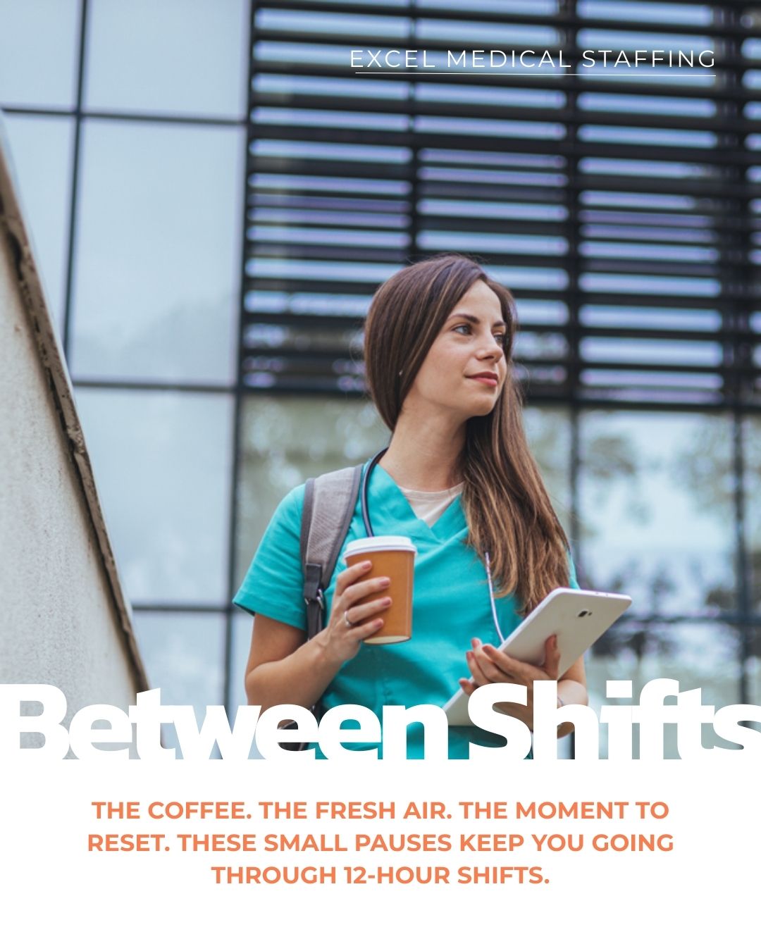 Between shifts, between patients, between the chaos - these moments matter.

To every healthcare professional taking a breath before diving back in: you're not slacking. You're surviving. And that's exactly what you need to do to keep showing up at your best.

What's your between-shifts ritual? ☕👇

#BetweenShifts #NurseLife #HealthcareProfessionals #SelfCareMatters #ExcelMedicalStaffing