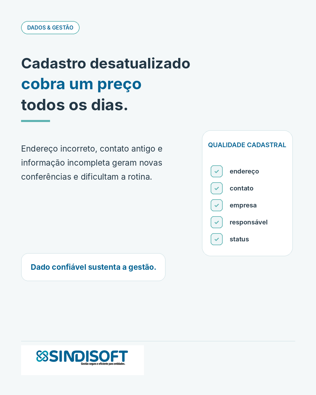 Arte da Sindisoft sobre a importância do cadastro atualizado