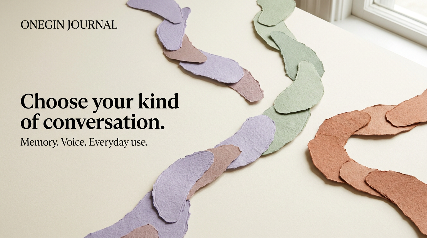 Editorial cover about choosing a conversation style and comparing memory, voice and everyday use.