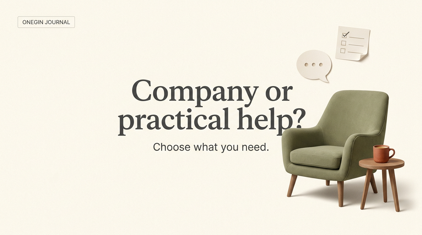 Editorial cover contrasting conversational company with practical help.