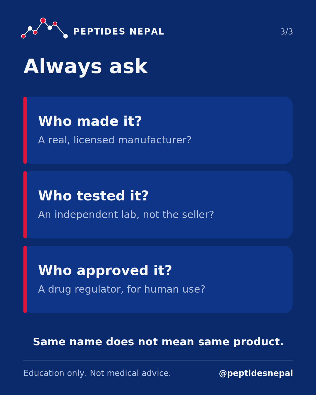 Slide 3 of 3: Research grade vs Pharma grade: same name, very different thing