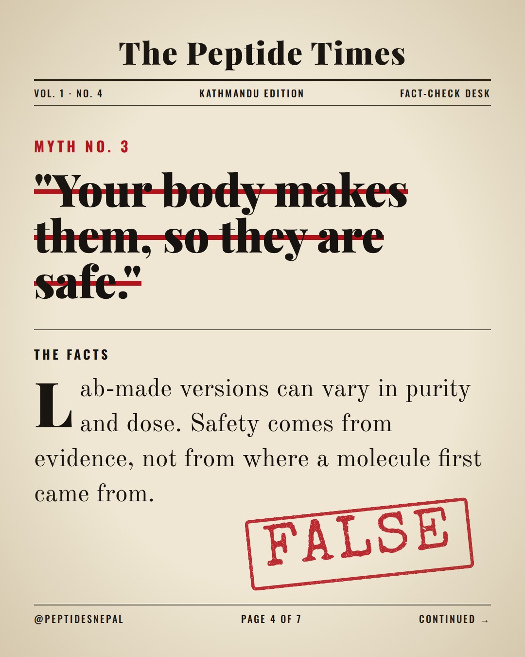 Slide 4 of 7: Most of what you hear about peptides online is half true.