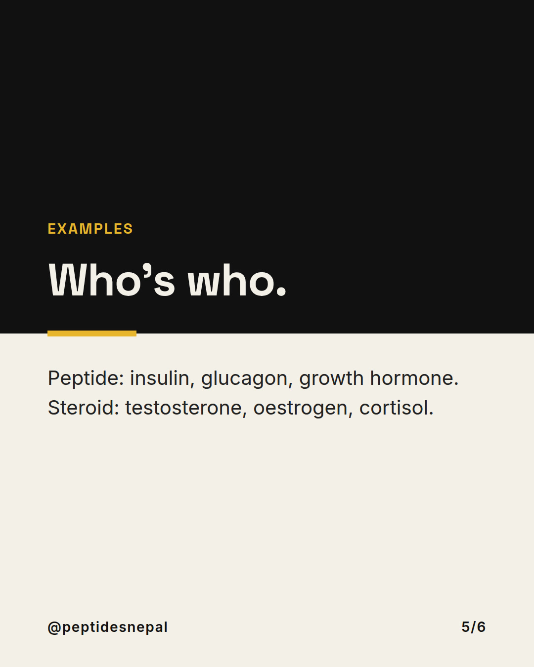 Slide 5 of 6: Peptide vs steroid — how they signal differently