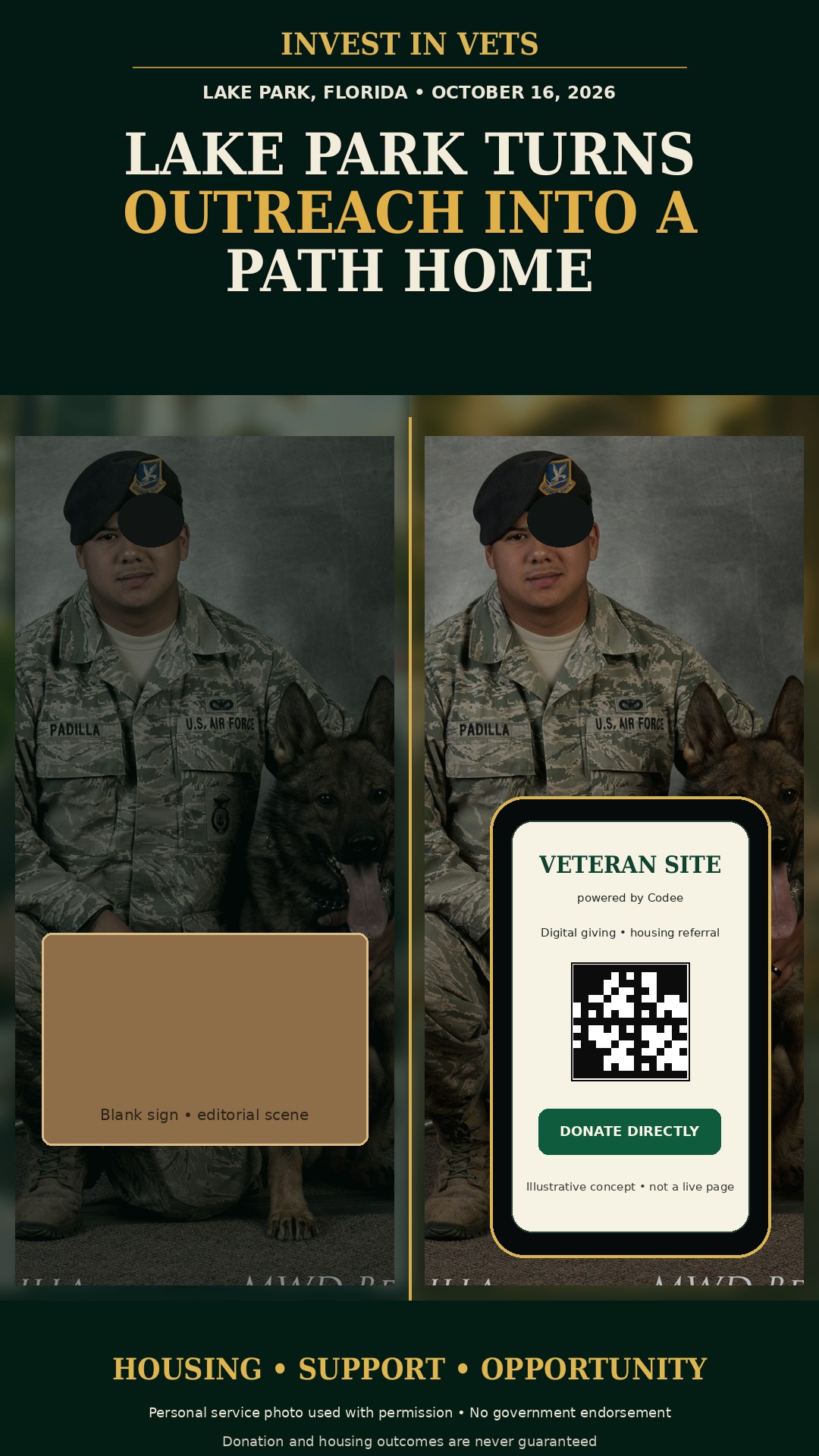 Lake Park veteran outreach editorial cover featuring Sean Padilla