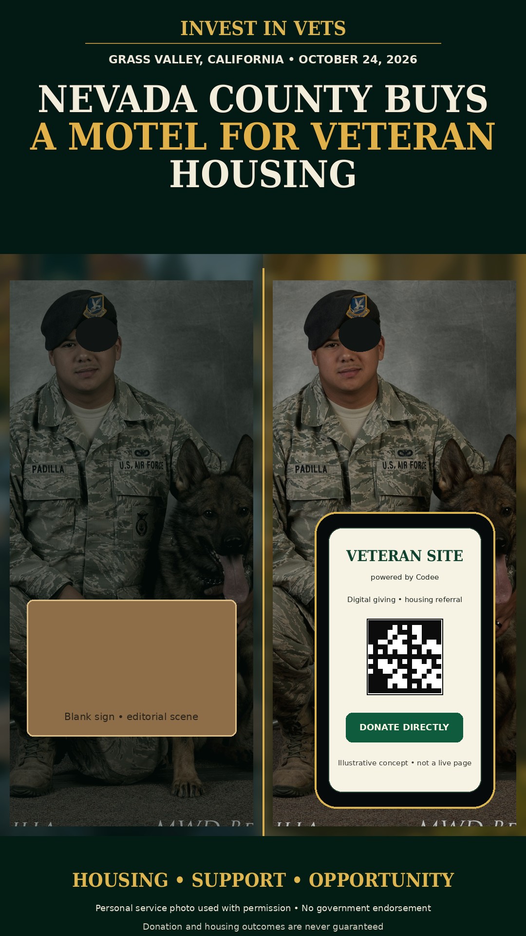 Nevada County veteran housing editorial cover featuring Sean Padilla