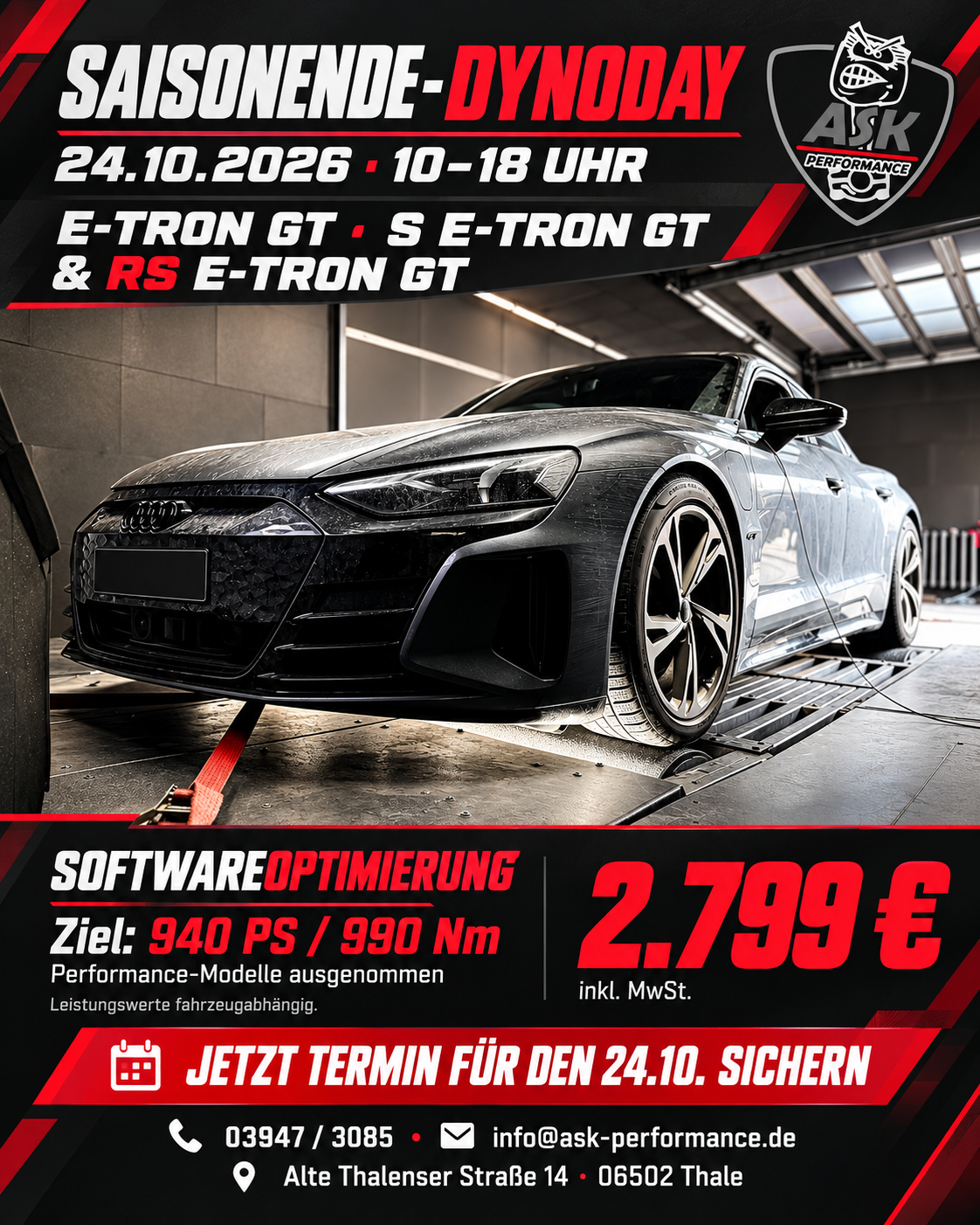 e-tron GT / S e-tron GT / RS e-tron GT – Dynoday-Angebot am 24.10.2026 für 2.799 €